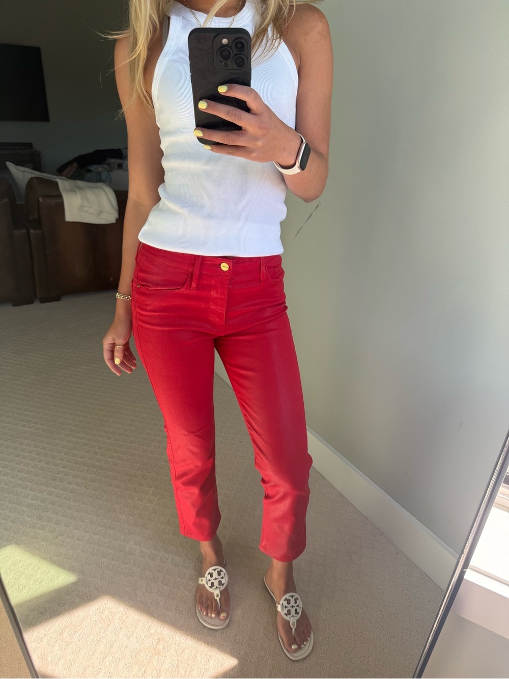 Women’s Red Slim Crop Jeans - Classic Stretch Fit